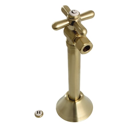 Kingston Brass CC83207X 1/2" Sweat x 3/8" OD Comp Angle Shut-Off Valve with 5" Extension, Brushed Brass CC83207X